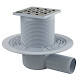 Alca plast Odtokové kanáliky - Podlahová vpusť bočná 105x105 mm, priemer 50 mm, vodný zápachový uzáver, nerezová/plast APV102