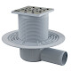 Alca plast Odtokové kanálky - Podlahová vpust boční 105x105 mm, průměr 50 mm,  vodní zápachová uzávěra, nerez/plast APV102