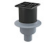 Alca plast Odtokové kanáliky - Podlahová vpusť priama 105x105 mm, priemer 50 mm, kombinovaný zápachový uzáver SMART, nerezová čierna mat/plast APV32BLACK