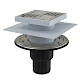 Alca plast Odtokové kanáliky - Podlahová vpusť priama 150x150 mm, priemer 50/75 mm, 2. úrovne izolácie, nerezová/plast APV4444
